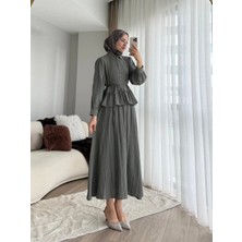 Miraydin Butik Kadın Fırfır Gömlekli Etekli Takım M2512 - Haki
