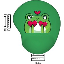 Ivart Kurbağa ve Kalp Temalı  Bileklik Destekli Oval Mouse Pad