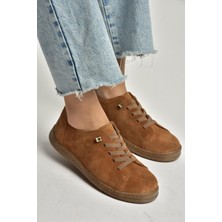 Fox Shoes Y999364002 Taba Hakiki Deri Süet Kadın Spor Ayakkabı Sneakers