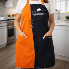 Bk Gift Kişiye Özel Isimli Turuncu & Siyah Mutfak Önlüğü -4, Aşçı ve Şef Önlüğü, Ev Hediyesi