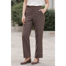 Lale Butik Kadın Bilek Boy Kumaş Pantolon 01 Toprak