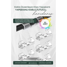 Hanedanev 20 Adet Kablo Düzenleyici Klips Duvar Fayans Cam Kablo Tutucu Yapışkanlı Klips Kablo Sabitleme