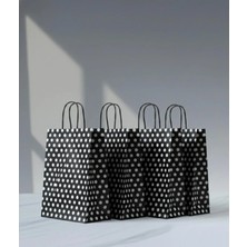 Aybaş Kağıtçılık 1.kalite 18X24 cm (15 Adet) Siyah Renk Beyaz Benekli Kraft Kağıt Çanta,hediye Poşeti,hediye Paketi