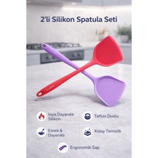 Feyza Design 2'li Ekstra Geniş Ağızlı Sert Uçlu Silikon Spatula Seti