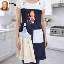 Bk Gift Kişiye Özel Karikatürlü Pamuk Denim Havlu Detaylı Mutfak Önlüğü -8, Aşçı ve Şef Önlüğü, Anneye Hediye