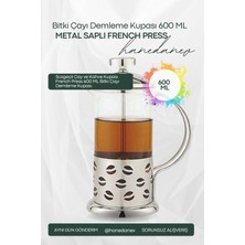 Hanedanev Süzgeçli Çay ve Kahve Kupası French Press 600 ml Bitki Çayı Demleme Kupası
