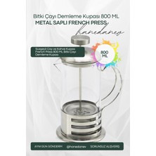Hanedanev 800 ml Bitki Çayı Demleme Kupası Süzgeçli Çay ve Kahve Kupası French Press