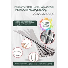 Hanedanev 12 Adet Metal Paslanmaz Cırt Kelepçe 4.6X250 mm Çelik Kablo Zip Bağı Çok Amaçlı Metal Bağlama