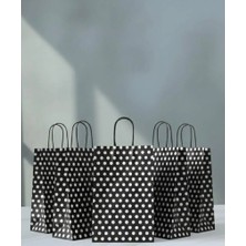 Aybaş Kağıtçılık 1.kalite 18X24 cm (10 Adet) Siyah Renk Beyaz Benekli Kraft Kağıt Çanta,hediye Poşeti,hediye Paketi