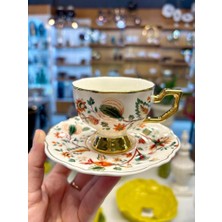 Kosova Evan Beyaz Çiçekli 2 Kişilik Türk Kahvesi Fincanı