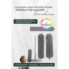 Hanedanev Mikrofiber 3 Başlıklı Anti-Statik Toz Alma Fırçası Uzayabilen Saplı Mop Püsküllü Toz Alıcı Silici