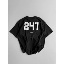 Glam Love 20/1 Penye Compackbaskılı Oversize Bisiklet Yaka Kısa Kol Yazlık T-Shirt - Siyah -