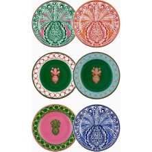 La Doublej Pineapple El Boyaması 6’lı Tatlı Tabağı Seti