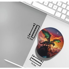 Ivart Günbatımı ve Ejderha Baskılı Bileklik Destekli Oval Mouse Pad