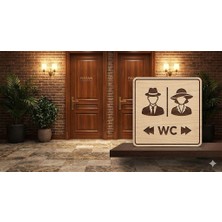 Evsay Ahşap Tuvalet Kapısı Tabelası Wc Kapı Süsü