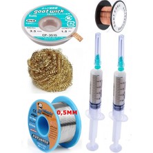 Smnr  Lehimleme Seti Havya Ucu Temizleme Teli Flux,lehim Emme Tel 3,5mm ve Lehim Teli Soldering 40GR 0,5mm ST01