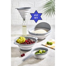 Feyza Design 4'lü Akordiyon Katlanabilir Süzgeç Seti, Pratik ve Şık Mutfak Çeyiz Seti