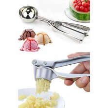 Feyza Design Paslanmaz Çelik Sarımsak Ezici ve Dondurma Kurabiye Servis Kaşığı