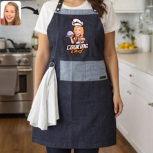 Bk Gift Kişiye Özel Karikatürlü Pamuk Denim Havlu Detaylı Mutfak Önlüğü -1, Aşçı ve Şef Önlüğü, Ev Hediyesi