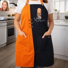 Bk Gift Kişiye Özel Karikatürlü Turuncu & Siyah Mutfak Önlüğü -7, Aşçı ve Şef Önlüğü, Ev Hediyesi