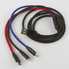 SiHako 3'lü Örgülü Data Şarj Kablosu (Iphone Android Type-C)