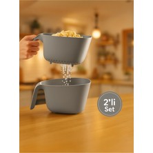 Feyza Design 2'li Meyve ve Sebze Süzgeci, 2,45 Litre, Pratik ve Kullanışlı