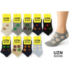 UZN Socks 10 Çift Kız Çocuk Desenli Çorap Seti | Renkli - Pamuklu
