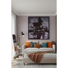 Safir Design Dramatik Fırça Darbeli Mor ve Siyah Kompozisyonlu Çerçeveli Tablo