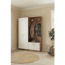 İNDEPPO Loft Portmanto Ikılı Set (Ceviz - Beyaz)