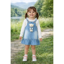 Bilge Trend Ayıcık Oyuncaklı Badili Kız Çocuk  Kot Denim Jile Takım