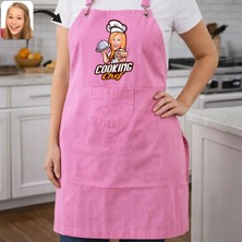 Bk Gift Kişiye Özel Karikatürlü Pembe Mutfak Önlüğü -1, Aşçı ve Şef Önlüğü, Ev Hediyesi