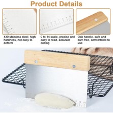 Feyza Design Bambu Tutacaklı Ölçülü Çelik Büyük Boy Hamur Kesme Spatulası