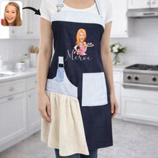 Bk Gift Kişiye Özel Karikatürlü Pamuk Denim Havlu Detaylı Mutfak Önlüğü -5, Aşçı ve Şef Önlüğü, Anneye Hediye