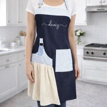 Bk Gift Kişiye Özel Isimli Pamuk Denim Havlu Detaylı Mutfak Önlüğü -10, Aşçı ve Şef Önlüğü, Anneye Hediye