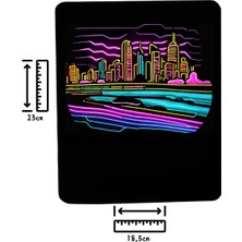 Ivart Neon Şehir Temalı Bileklik Destekli Dikdörtgen Siyah Mouse Pad
