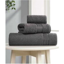 Rubby Avm 3 Lü Banyo Havlusu Seti Pamuklu Ritim Antrasit