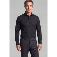 Bisse Modern Fit Klasik Yaka Siyah Cepsiz Erkek Gömlek GMKLS4KC242058_D99