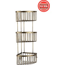 Banyom Home Derin Şampuanlık Paslanmaz Pirinç 3'lü 19X19 cm Şampuanlık Banyo Rafı