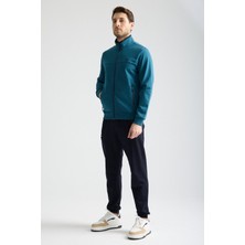 Petrol Mavisi  Erkek Luxe Eşofman Takımı Rahat Kalıp Manşetli Minimal Logo M