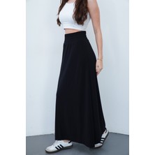 Sanem Tekstil Maxi Etek Sandy-Siyah