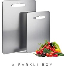 Feyza Design Pratik 2’li Paslanmaz Çelik Kesme Tahtası Seti, Sağlıklı ve Hijyenik Kullanım