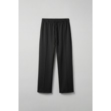 Abluka Online Erkek Relaxed Pileli Yumuşak Dokulu Beli Lastikli Eşofman Altı Siyah