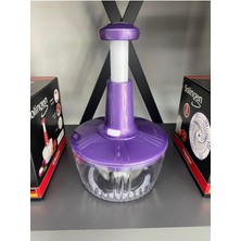 Feyza Design Mor Renkli Paslanmaz Çelik 3 Bıçaklı El Rondosu, Sebze ve Meyve Doğrayıcı