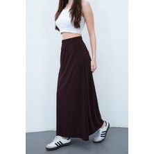 Sanem Tekstil Maxi Etek Sandy-Kahverengi