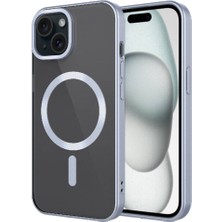 iPhone 15 Uyumlu Mat Tasarımlı Magsafe Wireless Şarj Özellikli Ydst Mat Setro Kapak-Gümüş