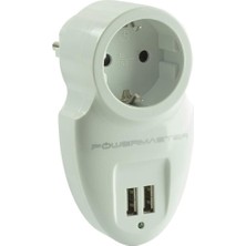 Skygo 16A-3500W Çift Usbli Tekli Akim Korumali Priz (79 x 155 Mm)