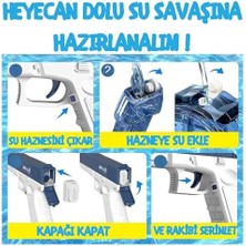 Skygo Şarjlı Elektrikli Su Tabancası Tam Otomatik 10M Fışkırtma Havuz Deniz Açık Hava Işıklı 300 ml Kapasiteli 500 Mah Bataryalı