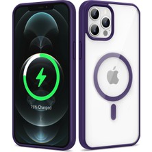 iPhone 12 Pro Max Uyumlu Magsafe Wireless Şarj Özellikli Silikon Ydst Ege Kapak-Derin Mor