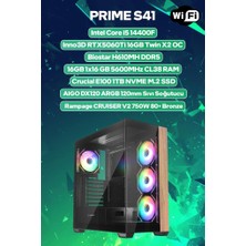 Game Garaj Prime S41 Intel Core I5 14400F 16GB Ram 1tb SSD RTX5060TI 16GB 120MM Sıvı Soğt Freedos Oyuncu Oem Paket