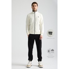 Ekru  Erkek Luxe Eşofman Takımı Rahat Kalıp Manşetli Minimal Logo M